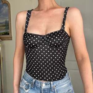 SHEIN Black & White Polka Dot Sweetheart Corset Top, Size XS